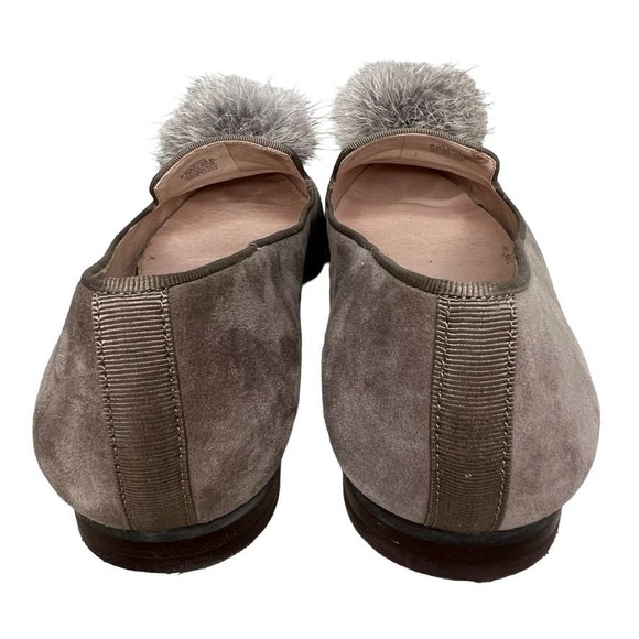 Louise et Cie "Lo Andres" Gray Suede Loafers w/Rabbit Fur Pom-Pom 8.5M - Picture 5 of 9